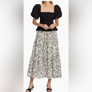 ASTR THE LABEL Tops Savina Square Neck Bubble Sleeve Smocked Top Size S